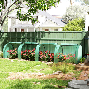 Mini Serre de Jardin mini serre tunnel serre à tomates 4 x 1 x 0,8 m Acier PE Haute densité 140 g/m² Anti-UV 4 portes avec Zip enroulables Vert