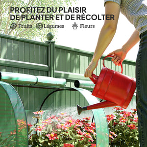 Mini Serre de Jardin mini serre tunnel serre à tomates 4 x 1 x 0,8 m Acier PE Haute densité 140 g/m² Anti-UV 4 portes avec Zip enroulables Vert