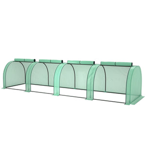 Mini Serre de Jardin mini serre tunnel serre à tomates 4 x 1 x 0,8 m Acier PE Haute densité 140 g/m² Anti-UV 4 portes avec Zip enroulables Vert