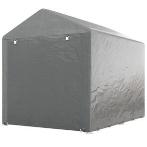 Abri de Jardin Tente de Stockage Imperméable Abri Moto Porte Enroulable Fermeture Éclair, Garage pour Vélo et Outils Rangement, 160x218x172cm Gris Clair