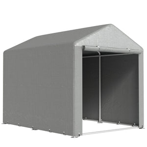 Abri de Jardin Tente de Stockage Imperméable Abri Moto Porte Enroulable Fermeture Éclair, Garage pour Vélo et Outils Rangement, 160x218x172cm Gris Clair
