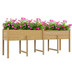 Jardinière sur Pieds Potager surélevé, Inserts d'irrigation + Feutre de Drainage Inclus Bois Sapin pré-huilé, dim. 225L x 55l x 80H cm