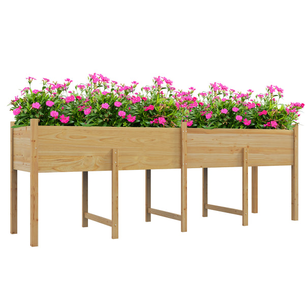 Jardinière sur Pieds Potager surélevé, Inserts d'irrigation + Feutre de Drainage Inclus Bois Sapin pré-huilé, dim. 225L x 55l x 80H cm