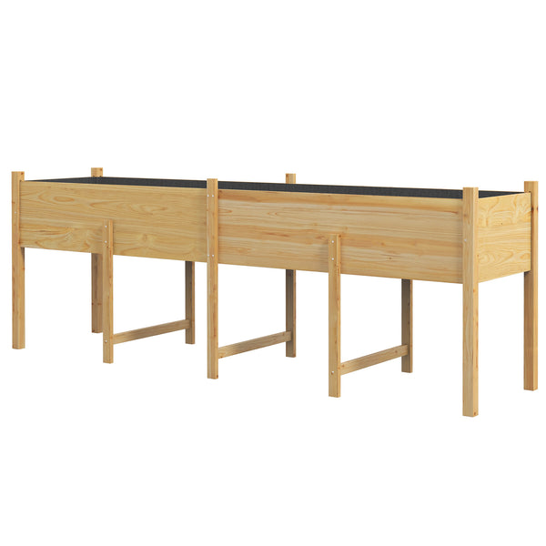 Jardinière sur Pieds Potager surélevé, Inserts d'irrigation + Feutre de Drainage Inclus Bois Sapin pré-huilé, dim. 225L x 55l x 80H cm