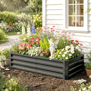 Carré potager de jardin 120 x 60 x 30,5 cm acier galvanisée gris