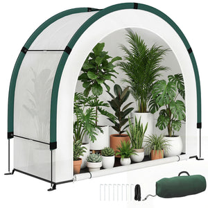 Serre de Jardin Pliable et Portable, Petite Serre de Balcon en Bâche PE et Porte Zippée, pour Légumes Plantes Fleurs, 200 x 80 x 164 cm, Vert