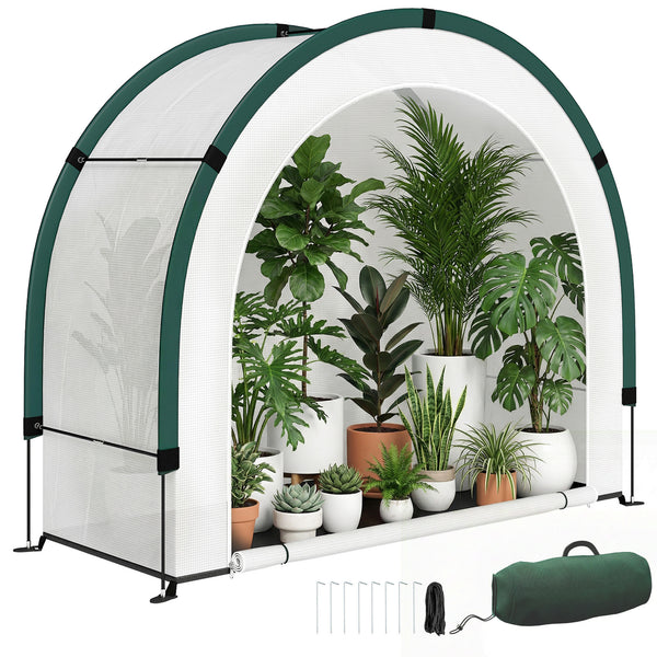 Serre de Jardin Pliable et Portable, Petite Serre de Balcon en Bâche PE et Porte Zippée, pour Légumes Plantes Fleurs, 200 x 80 x 164 cm, Vert