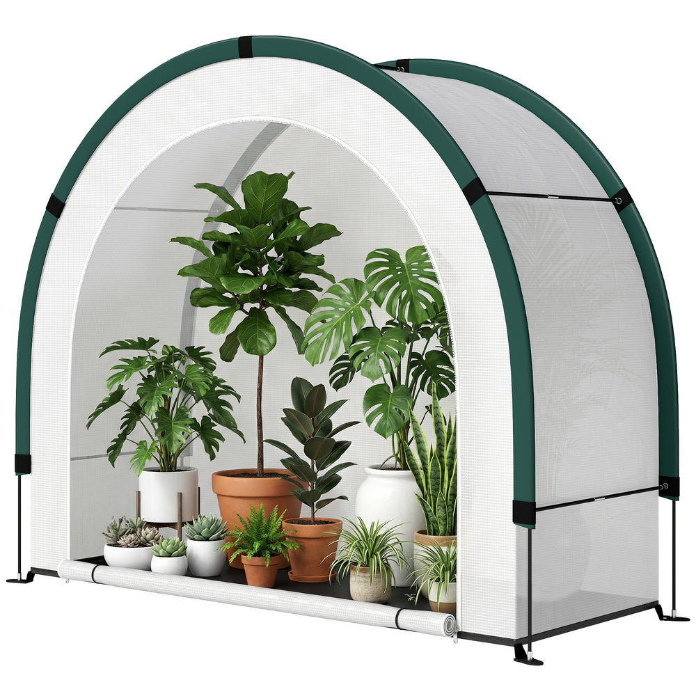 Serre de Jardin Pliable et Portable, Petite Serre de Balcon en Bâche PE et Porte Zippée, pour Légumes Plantes Fleurs, 200 x 80 x 164 cm, Vert