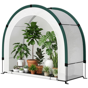 Serre de Jardin Pliable et Portable, Petite Serre de Balcon en Bâche PE et Porte Zippée, pour Légumes Plantes Fleurs, 200 x 80 x 164 cm, Vert