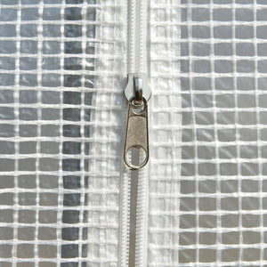 Serre de jardin tunnel, serre tunnel 6 m² avec 6 fenêtres et 1 porte enroulable, toile PE structure en acier galvanisé, blanc