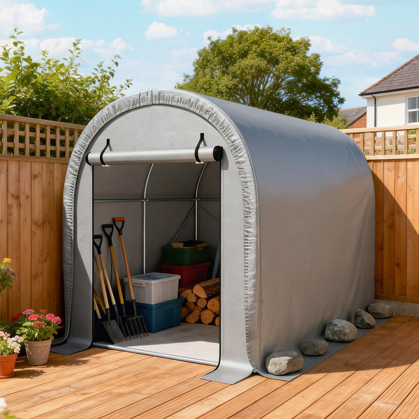 Tente de rangement de Jardin abri extérieur résistant à l'eau pour vélos, outils, porte zippée, cadre acier galvanisé
