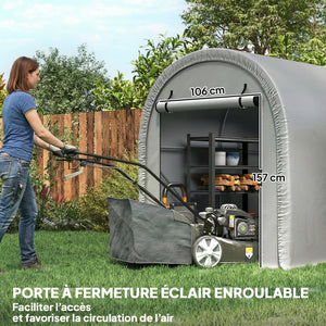 Tente de rangement de Jardin abri extérieur résistant à l'eau pour vélos, outils, porte zippée, cadre acier galvanisé