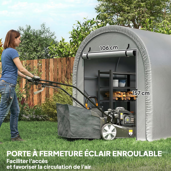 Tente de rangement de Jardin abri extérieur résistant à l'eau pour vélos, outils, porte zippée, cadre acier galvanisé