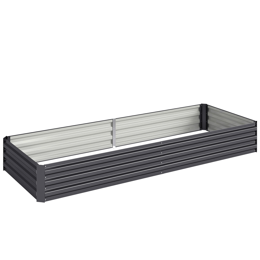 Carré Potager en Métal Modulable - Potager Surélevé 241x90,5x30cm en Acier Galvanisé - Jardinière Extérieur Anti-Rouille pour Légumes et Fleurs, Gris