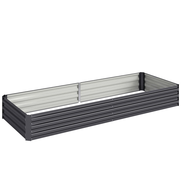 Carré Potager en Métal Modulable - Potager Surélevé 241x90,5x30cm en Acier Galvanisé - Jardinière Extérieur Anti-Rouille pour Légumes et Fleurs, Gris