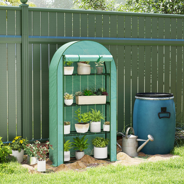 Serre de jardin serre de balcon avec étagères à 4 niveaux, cadre en acier, bâche en PE pour légumes, plantes, fleurs, toutes saisons, 105 x 45 x 160 cm, vert
