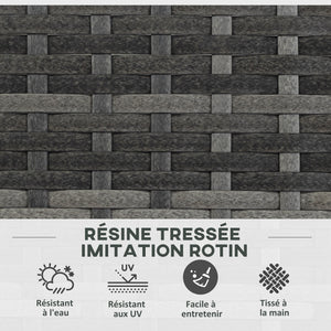 Jardinière pour plantes avec treillis 2 pots bac à plante jardinière 22L jardin balcon patio terrasse extérieur en résine tressée et acier 57 x 30 x 107 cm gris
