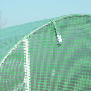 Serre de Jardin Tunnel Surface Sol 6 m² 3L x 2l x 2,10H m châssis Tubulaire renforcé Double Porte zippée 4 fenêtres enroulables Vert