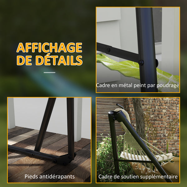 Support avec hamac pliable en acier, support 2 en 1 pour hamac ou chaise suspendue, sac de transport inclus, dim. 263L x 89l x 100H cm