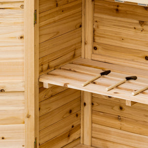 Armoire de jardin remise pour outils sur pied placard avec double porte et étagère interne en bois massif sapin pré-huilé dim. 83L x 40l x 92H cm naturel