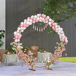 Décoration de kit d'arche de ballon rond arche de jardin arche à rosiers arche pour plantes grimpantes pour mariage, anniversaire, cérémonie et banquet en acier doré 2,24 m