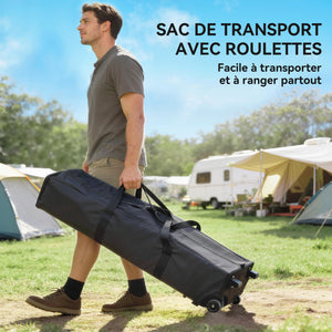 Tonnelle de jardin 3 x 3 m pop up tente pliante réglable en hauteur imperméable protection UV50+ tonnelle pliante avec 3 parois latérales sacs de sable sac de transport à Roulettes crème